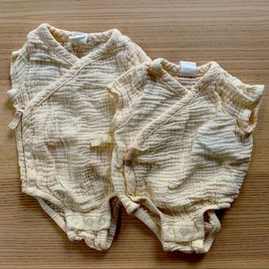 H&M organic cotton gauze kimono wrap bodysuits
